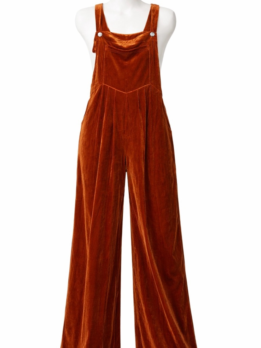 Simplee Apparel Rust Velvet Wide-Leg Jumpsuit